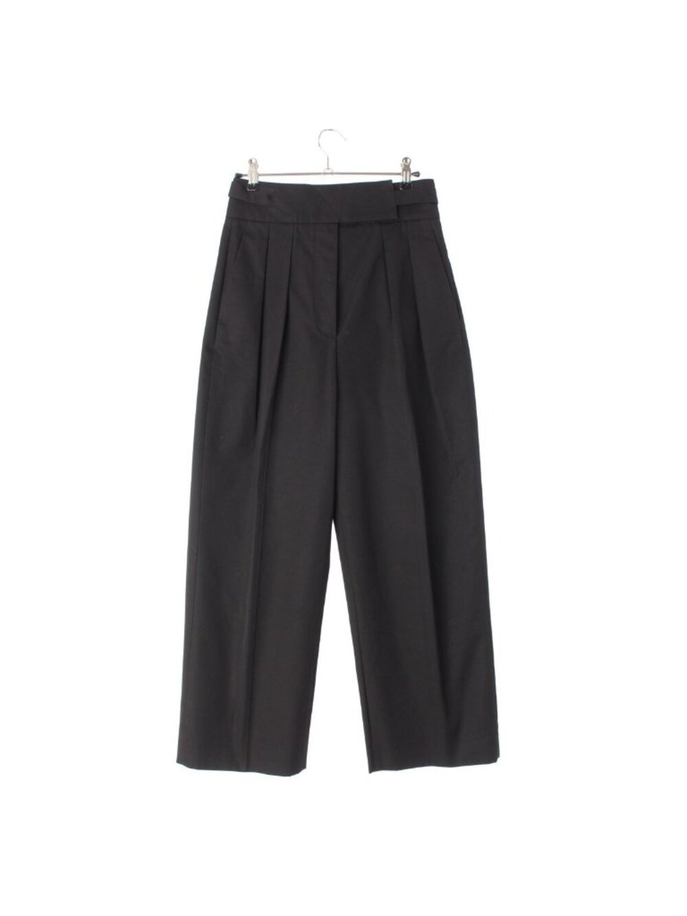 Prada Cotton Belt Pants Trousers Center Crease Black